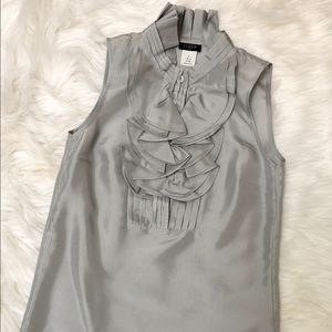 J Crew 100% Silk Ruffle Sleeveless Top Sz 0